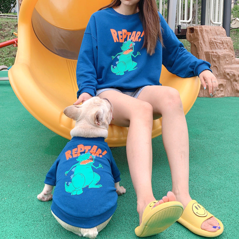 Cartoon Print Dog Parent-Child Outfit for Spring & Autumn