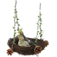 Parrot Nesting Boxes with Grass Weaving and Pine Wood