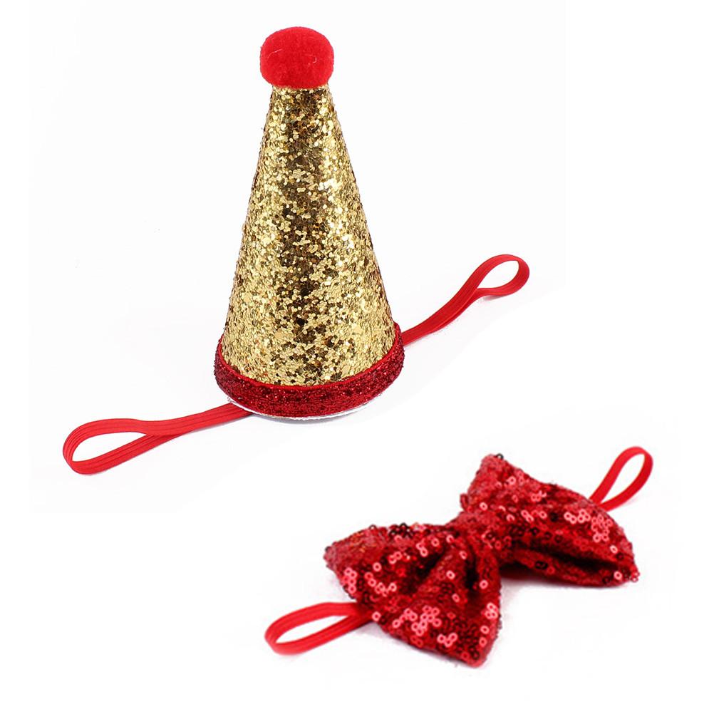 Dog Bow Tie with Christmas Hat and Sequins