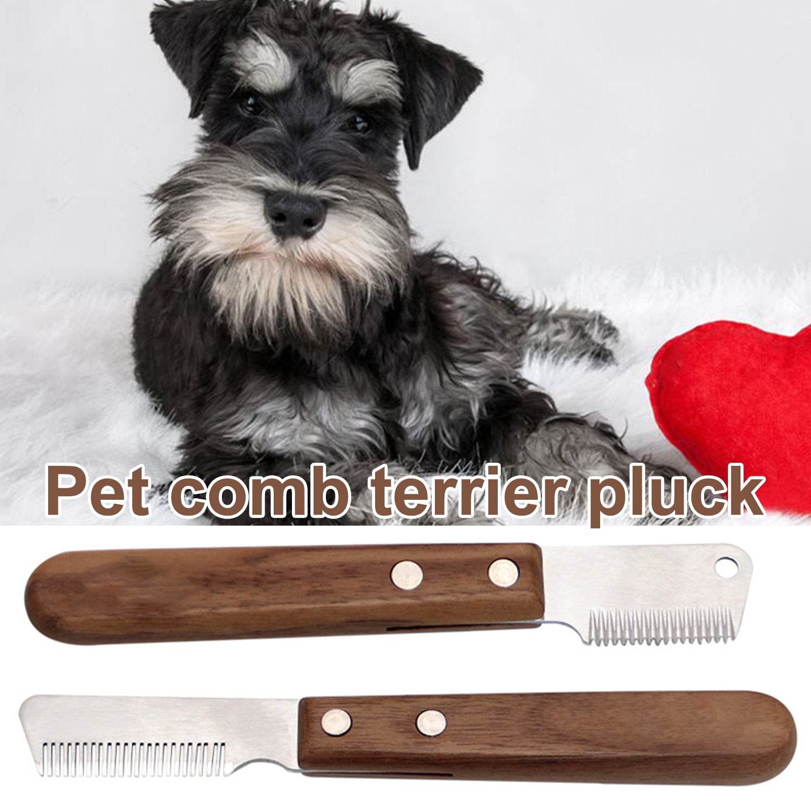 Stainless Steel Brush for Dog Cleaning with Wooden Handle