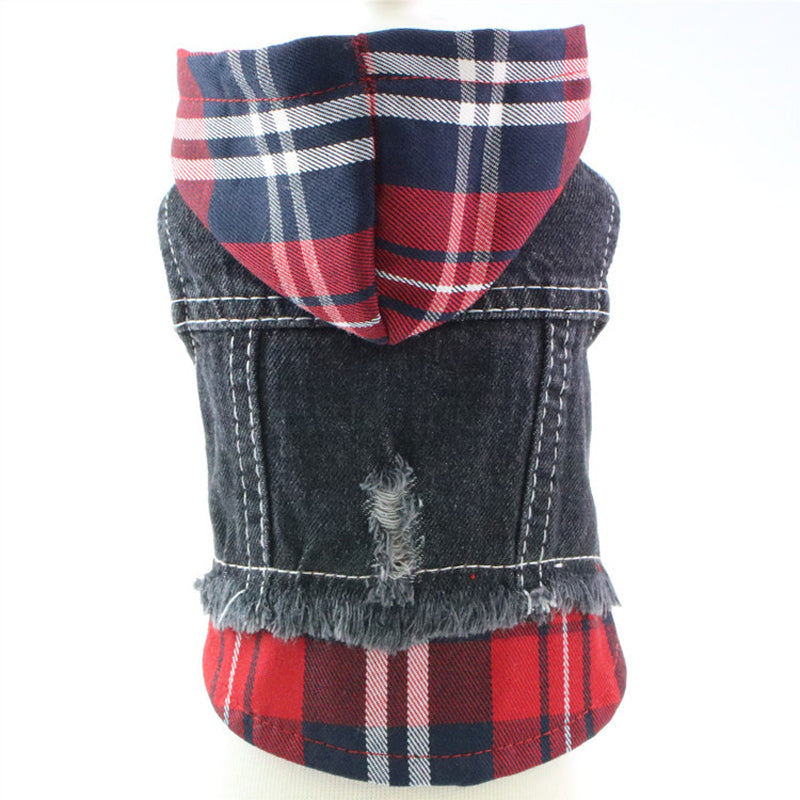 Plaid Denim Vest for Bichon Teddy Bulldog Dogs