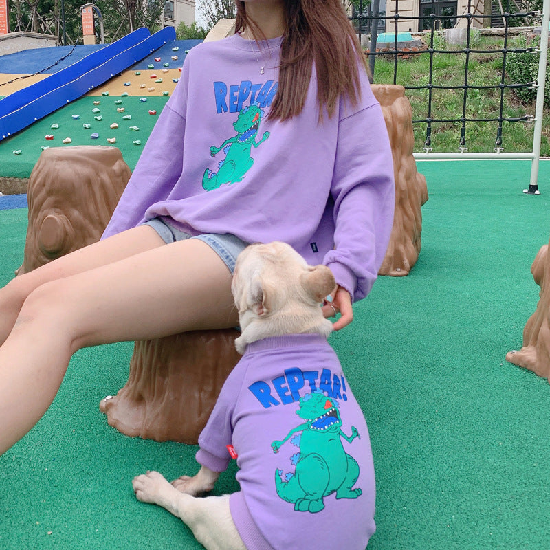 Cartoon Print Dog Parent-Child Outfit for Spring & Autumn