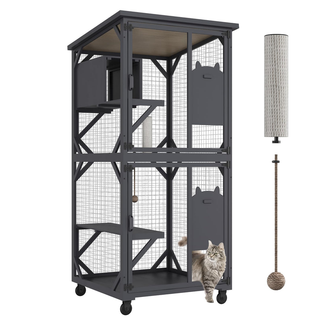 Outdoor Cat Enclosure with Roof 71"