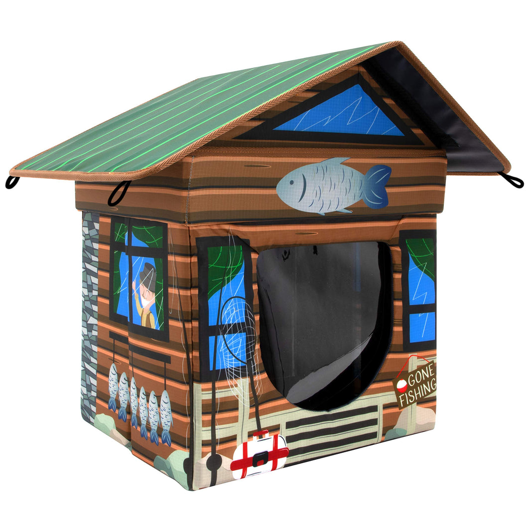 Kitty City Outdoor Stackable Cat House Cat Cube Water Resistant Condo Outdoor Heated Cat House